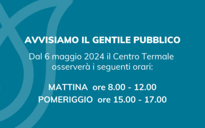 Novità sugli orari a Terme Inn Popoli!